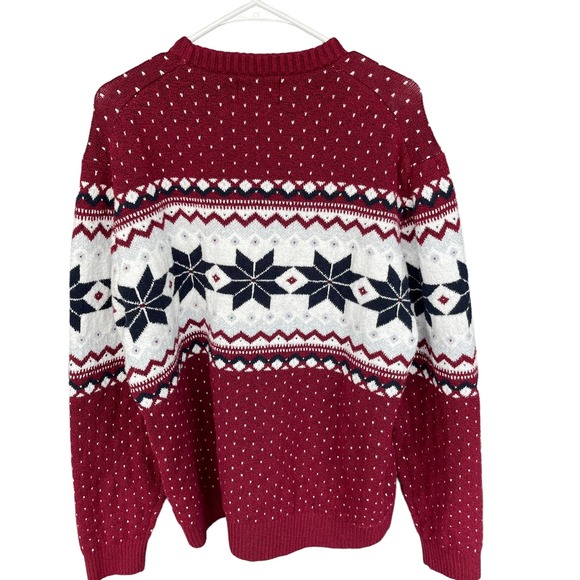 Old Navy Sweater Mens Extra Large XL Red Christmas Poinsetta Long Sleeve Knit - Picture 2 of 9